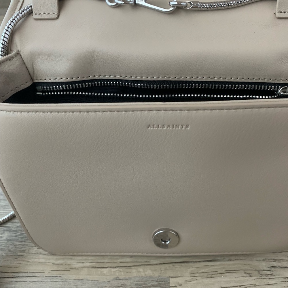 All Saints Bansho Leather Snakeskin Crossbody Bag - Picture 7 of 8